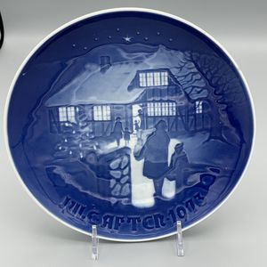 1973 Bing & Grondahl Blue White Christmas Plate Country Christmas Limited Ed